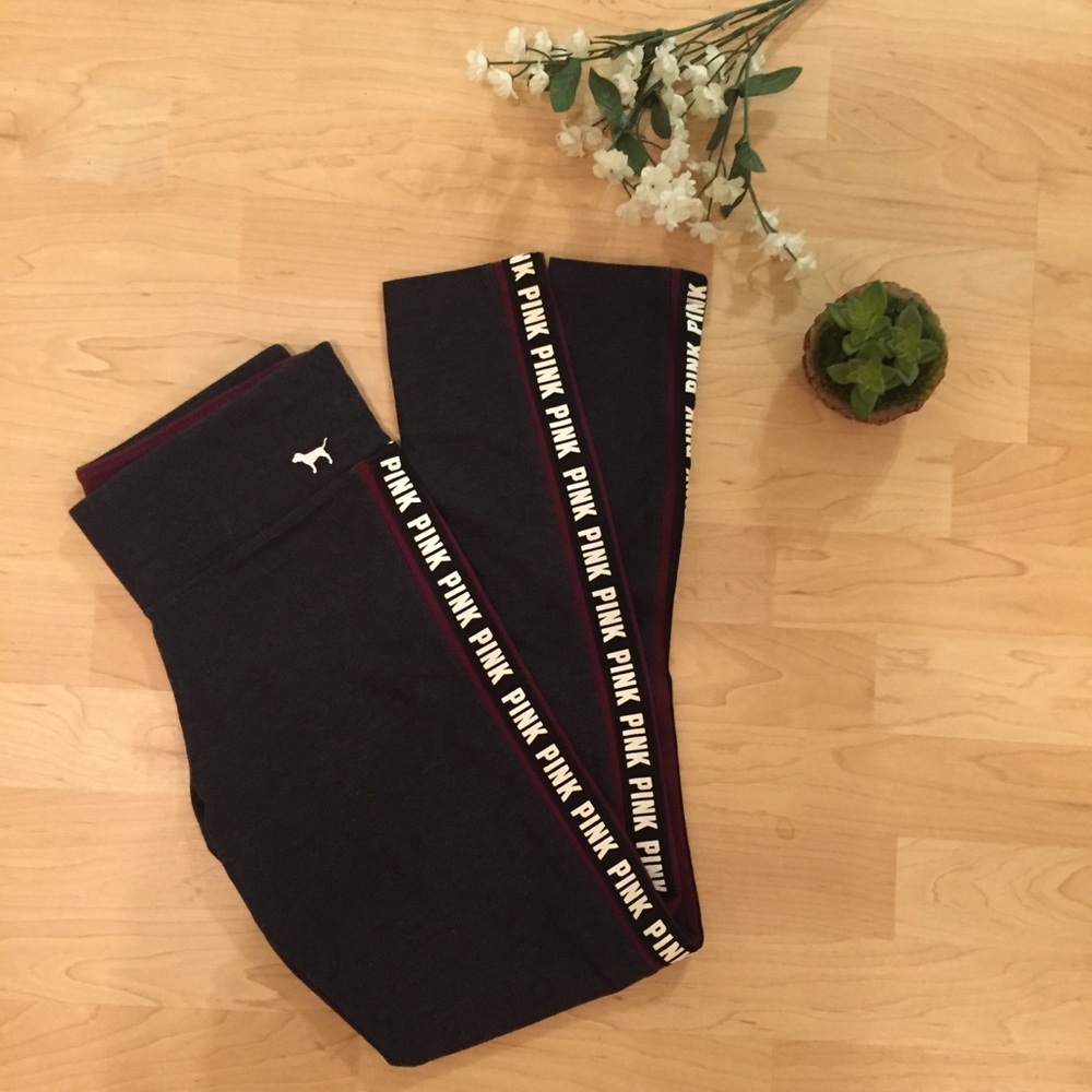 Victoria's Secret PINK Gray/Maroon Leggings